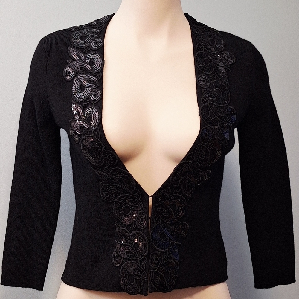 🅱️🅾️G🅾️ 100% Cashmere Black Cardigan with Sequin Detailing